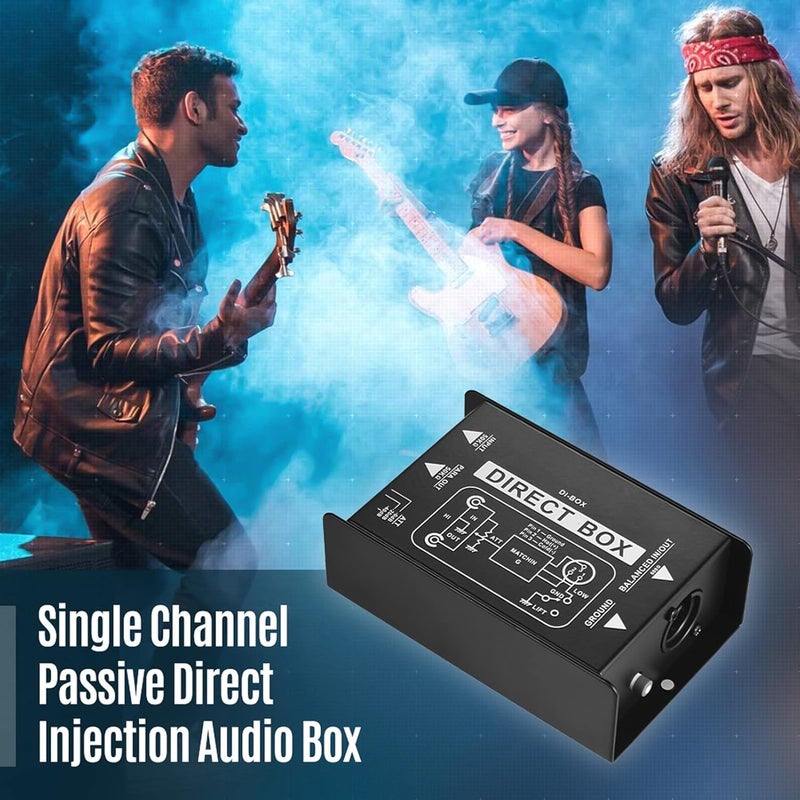 summina Professional Single Channel Passive DI-Box Hum Eliminator Direct Injection Audio Box Balanced & Unbalance Signal Converter for Electric Guitar Bass Live Performance Direct Box - Image 5